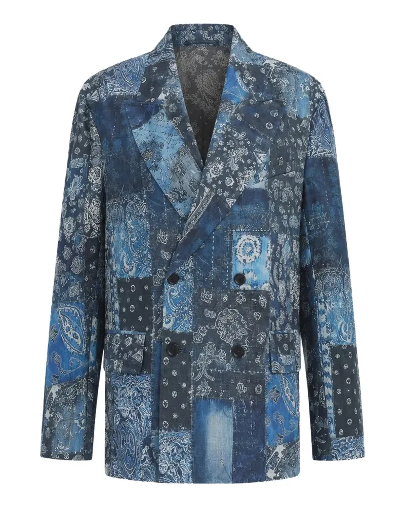 R13 patchwork double-breasted blazer - Blau Blau