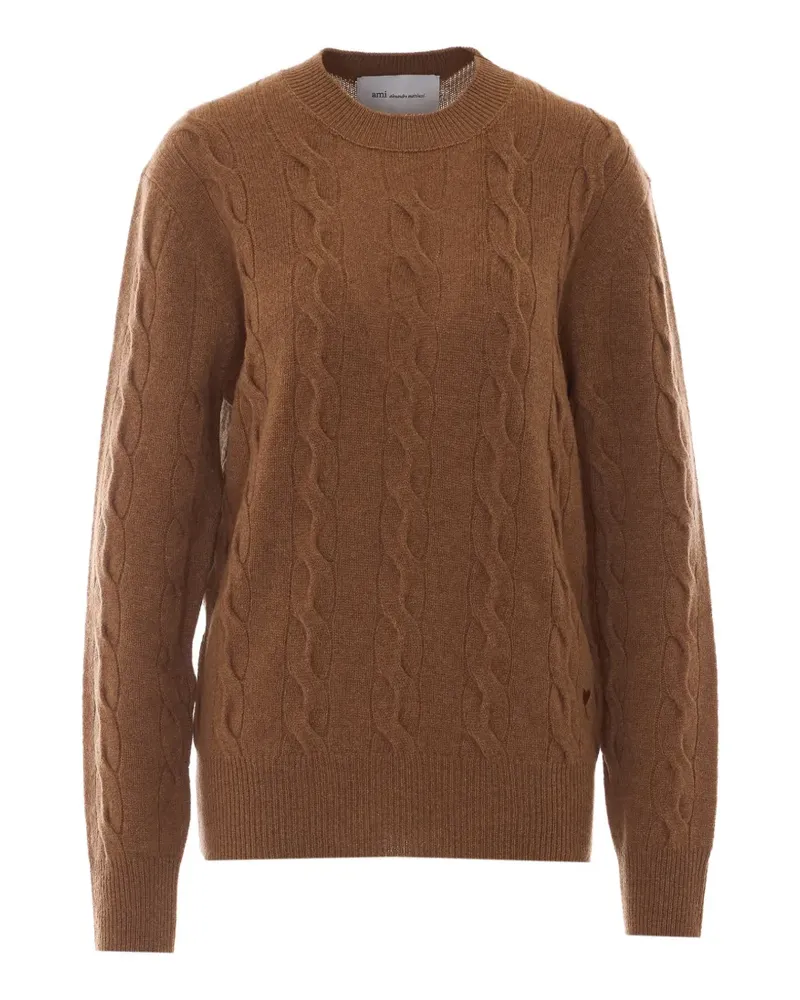 AMI Paris Ami de Coeur Pullover mit Zopfmuster - Braun Braun