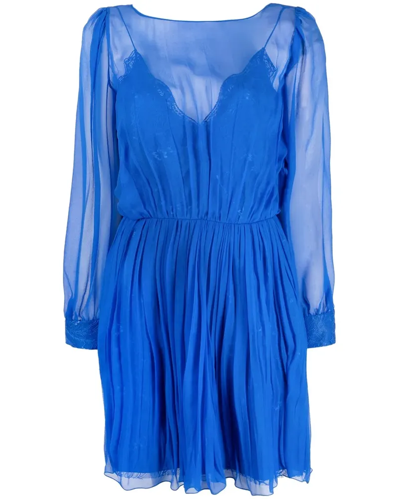 Alberta Ferretti Seidenkleid im Layering-Look - Blau Blau