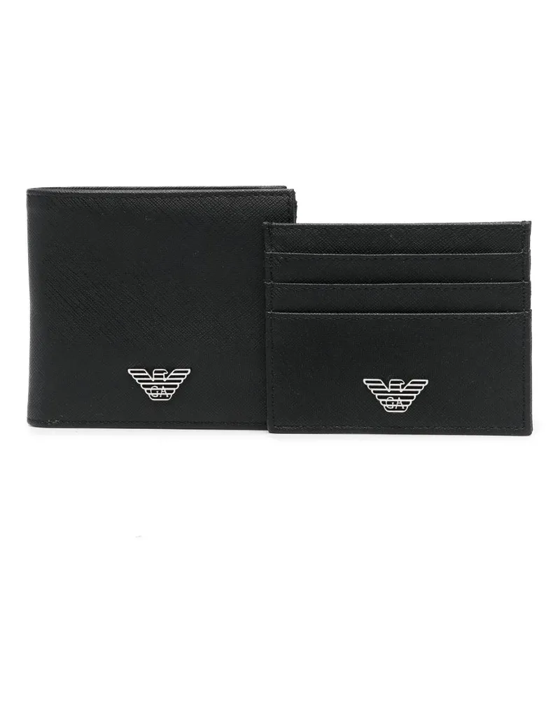 Emporio Armani Portemonnaie-Set mit Logo-Schild - Schwarz Schwarz