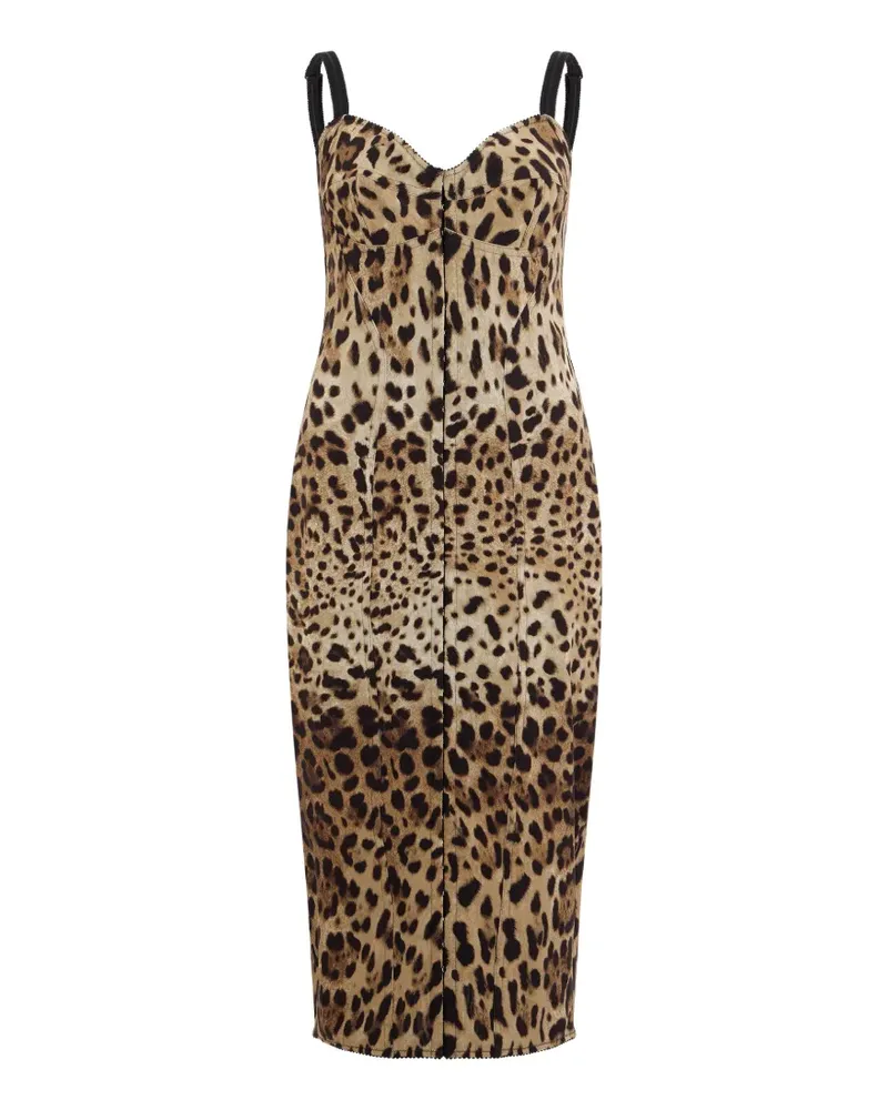 Dolce & Gabbana Midikleid mit Leoparden-Print - Nude Nude