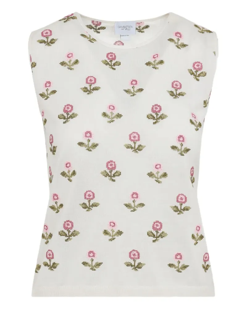Giambattista Valli Top mit Blumen-Print - Nude Nude