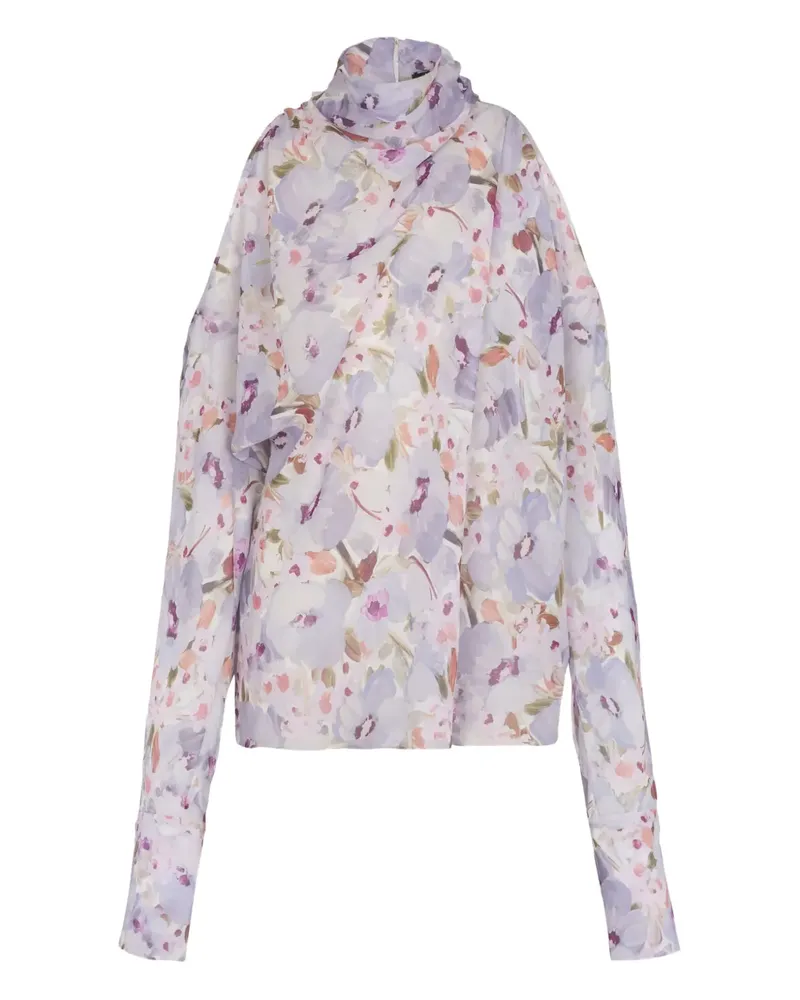 Balmain Bluse mit Blumen-Print - Violett Violett