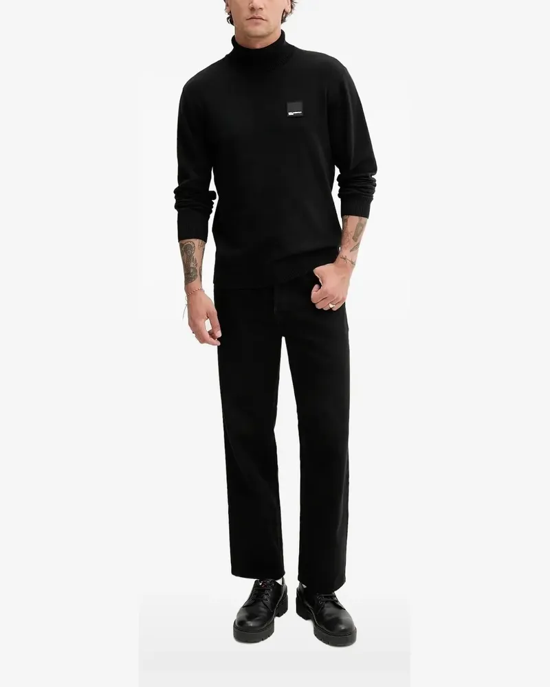 Karl Lagerfeld Rollkragenpullover mit Logo-Patch - Schwarz Schwarz