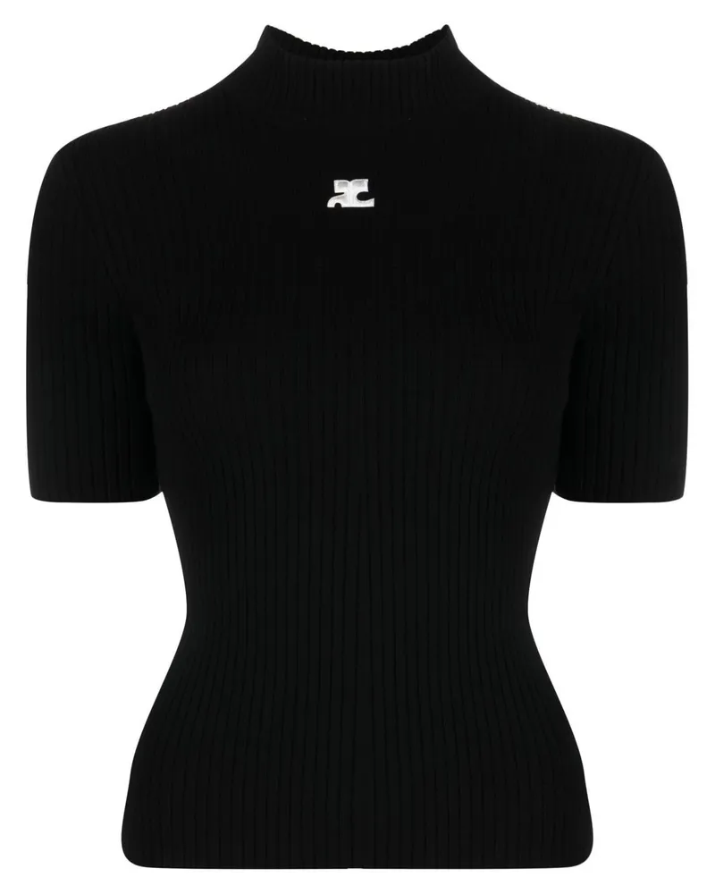 Courrèges Reedition Pullover aus Rippstrick - Schwarz Schwarz
