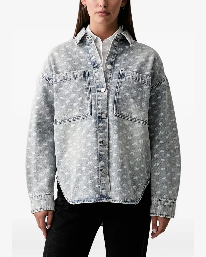 Armani Exchange logo-print denim shirt - Blau Blau
