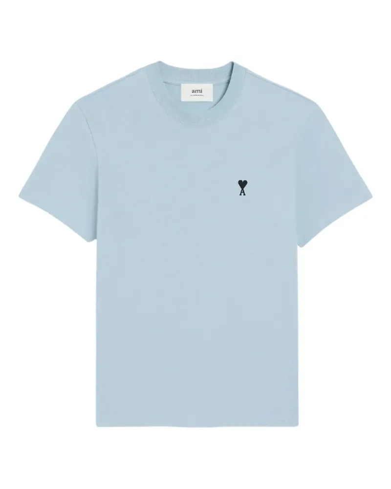 AMI Paris embroidered-logo T-shirt - Blau Blau