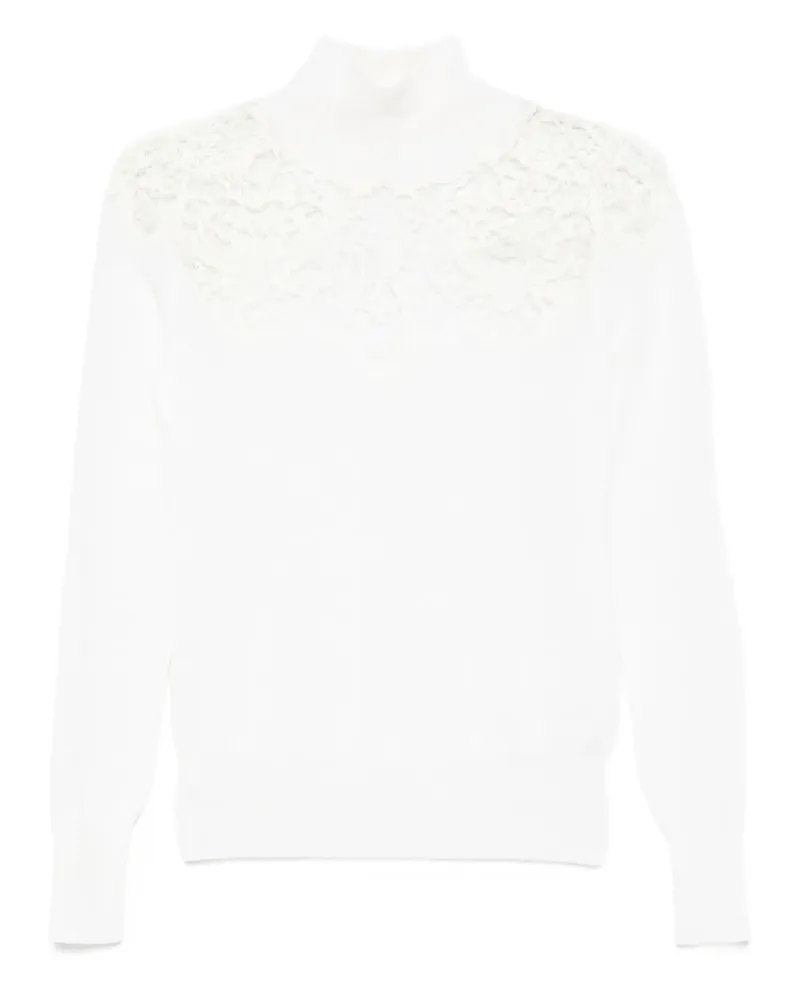Ermanno Scervino Stehkragen-Pullover mit Spitzeneinsatz - Weiß Weiß