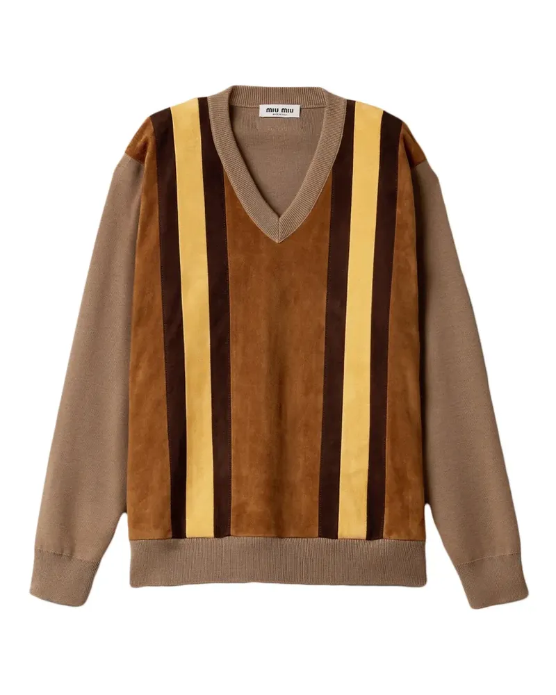 Miu Miu Pullover aus Wolle und Wildleder - Braun Braun