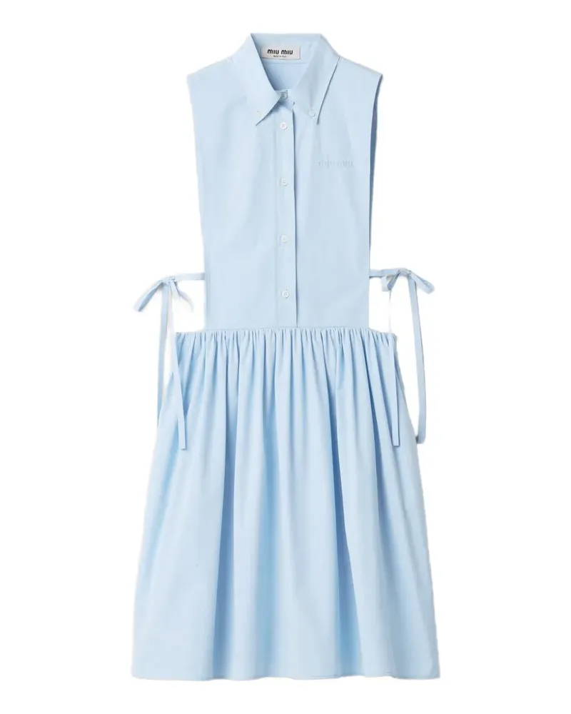 Miu Miu Popeline-Kleid mit seitlicher Bindung - Blau Blau