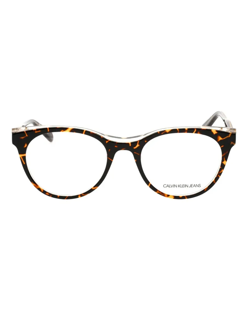 Calvin Klein tortoiseshell-effect round-frame glasses - Braun Braun