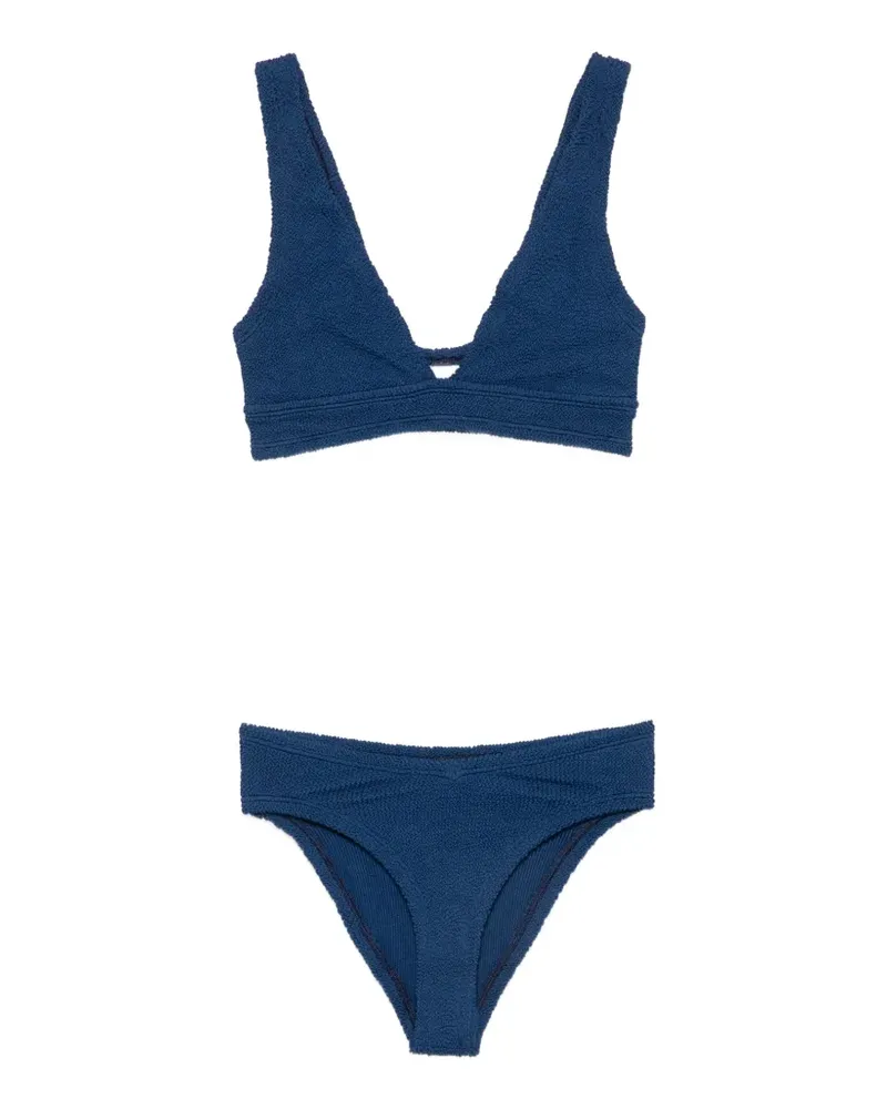 Hunza G crinkle-effect V-neck bikini - Blau Blau