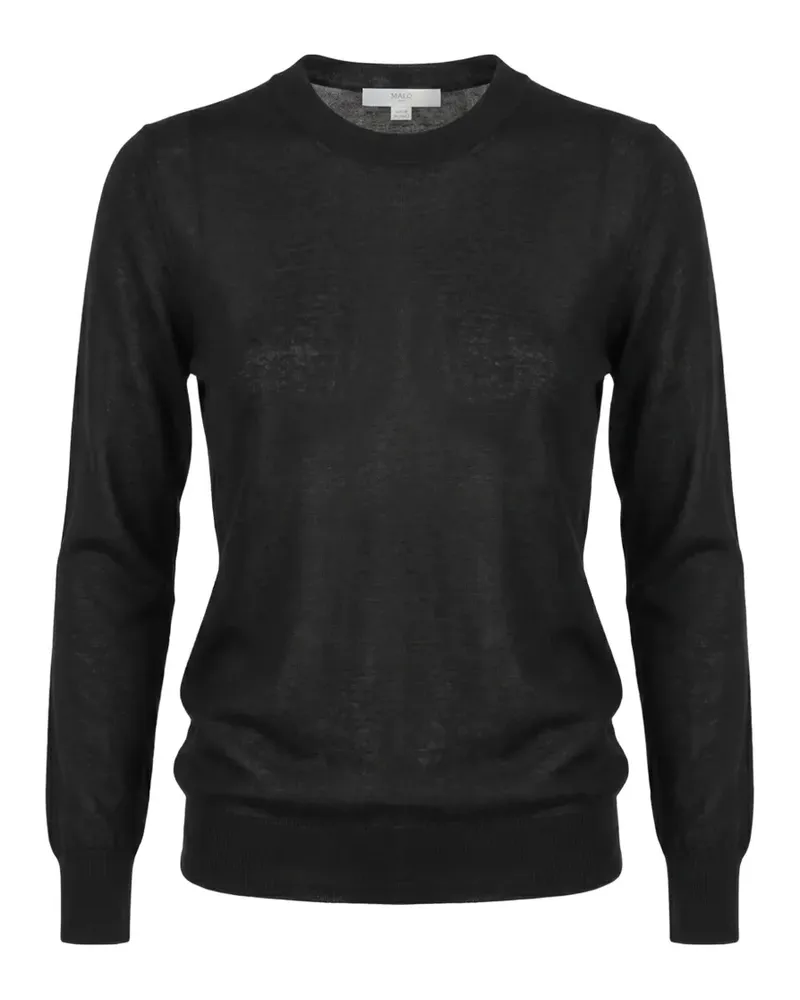 Malo Fein gestrickter Kaschmirpullover - Schwarz Schwarz