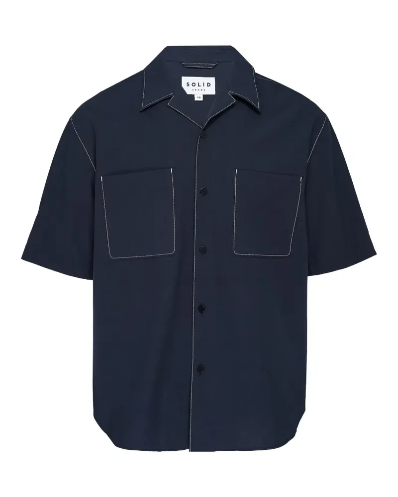 SOLID HOMME contrast-stitch patch-pocket shirt - Blau Blau