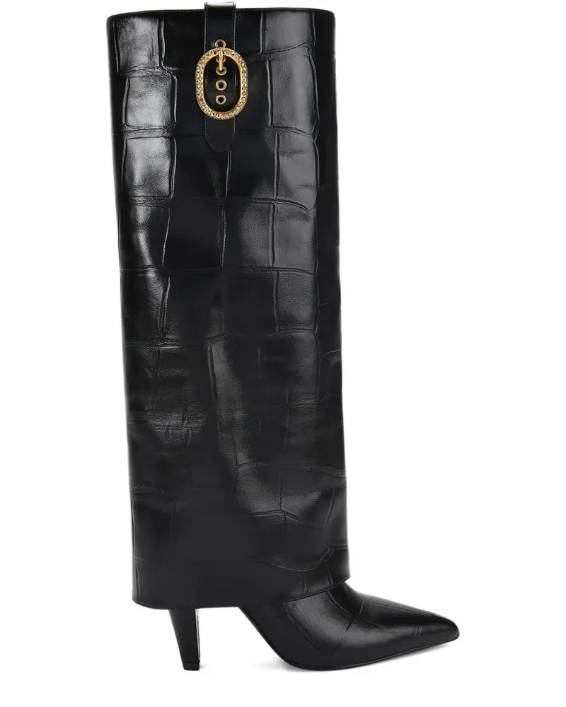Kurt Geiger 100mm fold-over croc-embossed buckle boots - Schwarz Schwarz