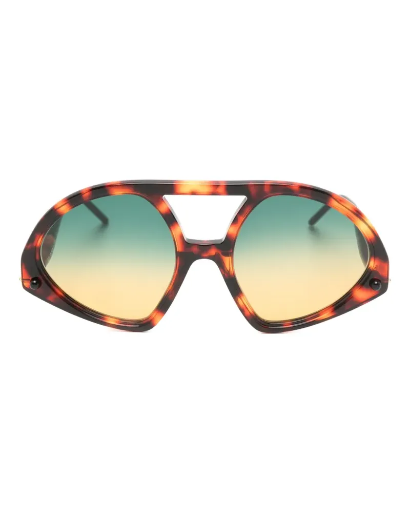 KUBORAUM Maske P31 Sonnenbrille mit geometrischem Gestell - Braun Braun