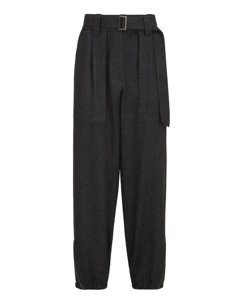 Brunello Cucinelli Lockere Cargohose aus Schurwoll-Kaschmir-Twillflanell mit Monili - Grau Grau