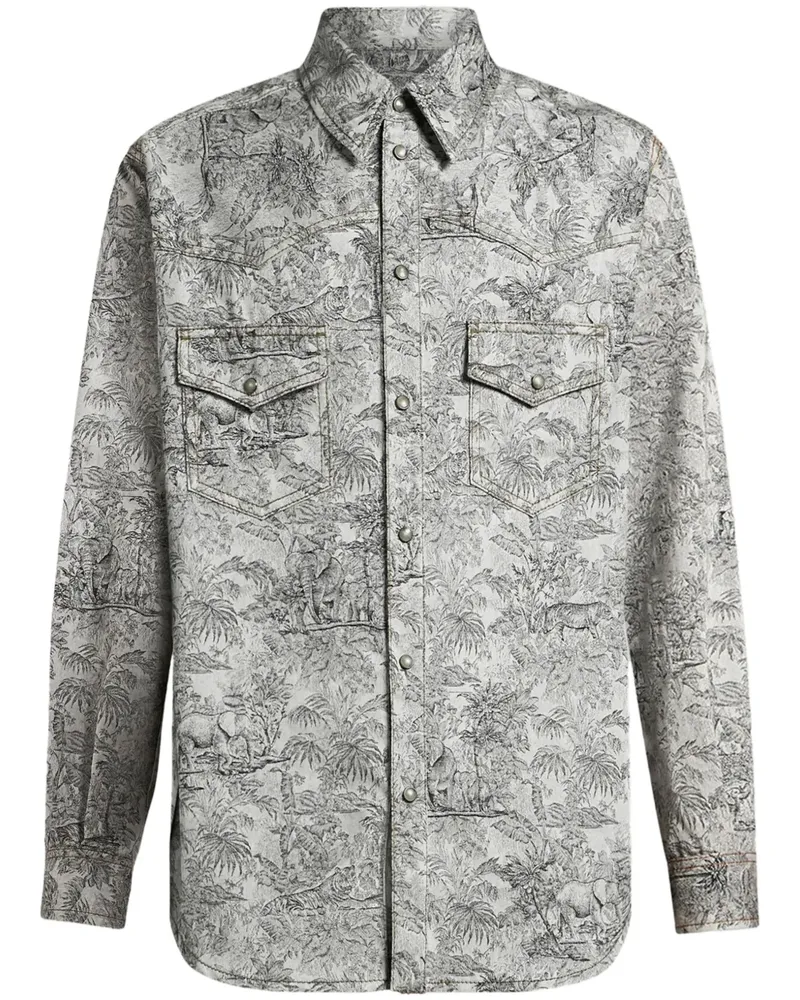 Etro Jeans-Hemdjacke aus Leinen - Grau Grau