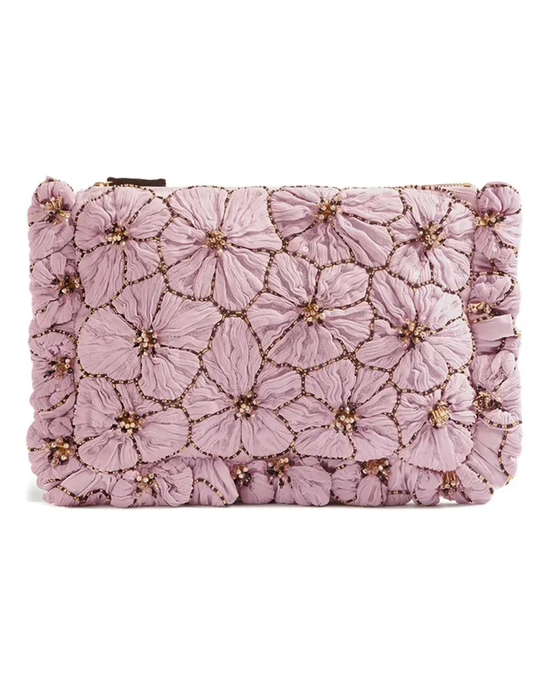 La DoubleJ Clutch mit Blumenstickerei - Rosa Rosa
