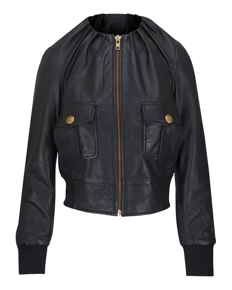 R13 pocket zip leather jacket - Schwarz Schwarz
