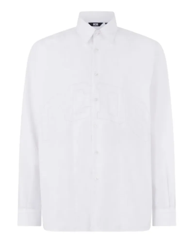 GCDS logo-embroidered poplin shirt - Weiß Weiß