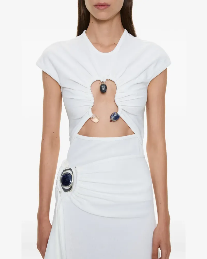 Christopher Esber Hiero Crystal capped-design cut-out T-shirt - Weiß Weiß
