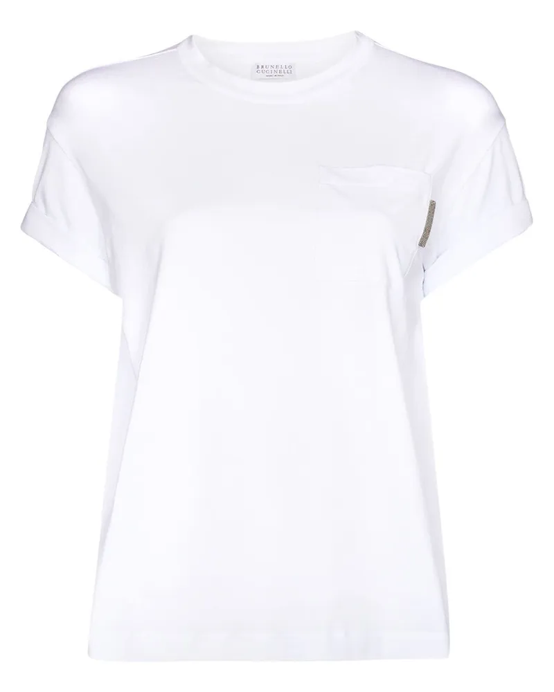 Brunello Cucinelli T-Shirt mit Monili-Detail - Weiß Weiß