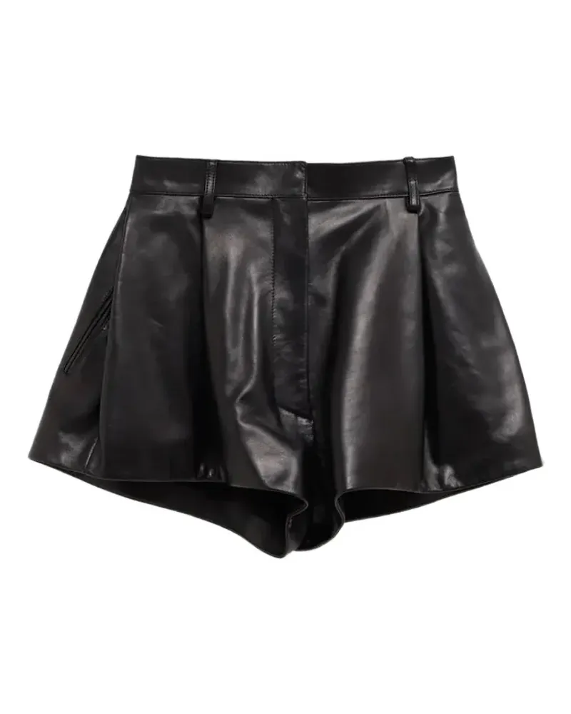 Balenciaga pleated leather shorts - Schwarz Schwarz