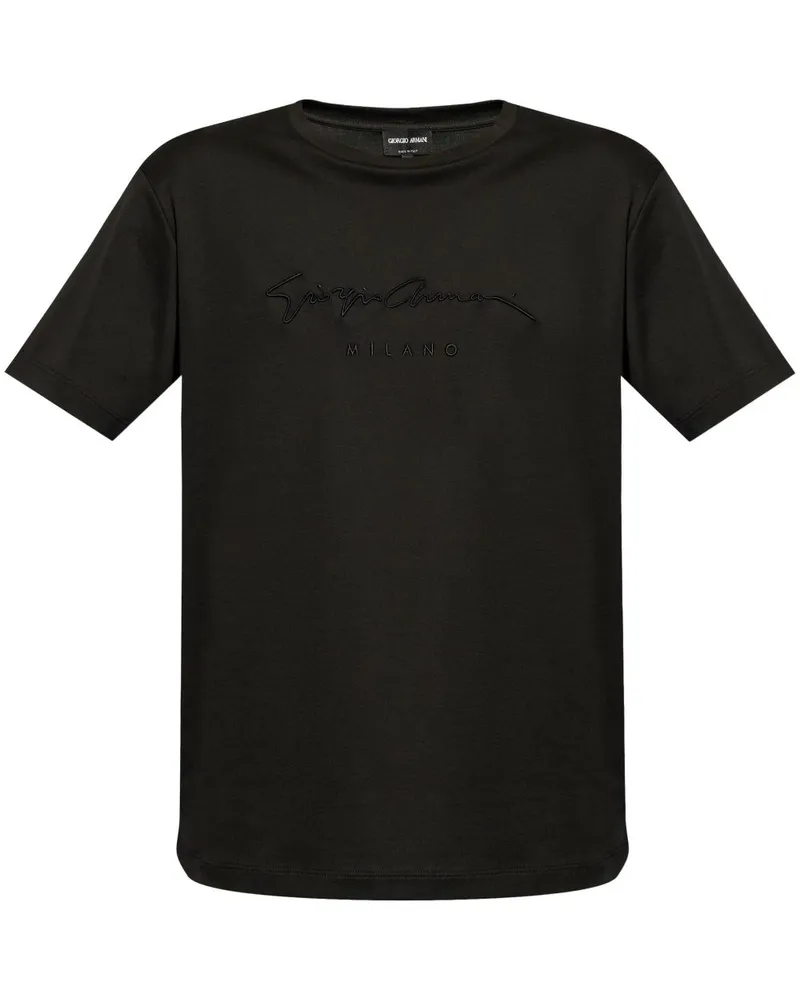 Giorgio Armani T-Shirt mit Logo-Stickerei - Schwarz Schwarz