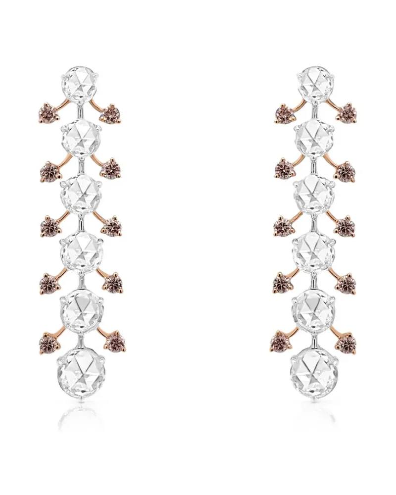 HYT Jewelry Hängeohrringe mit Diamanten im Rosenschliff - Silber Silber