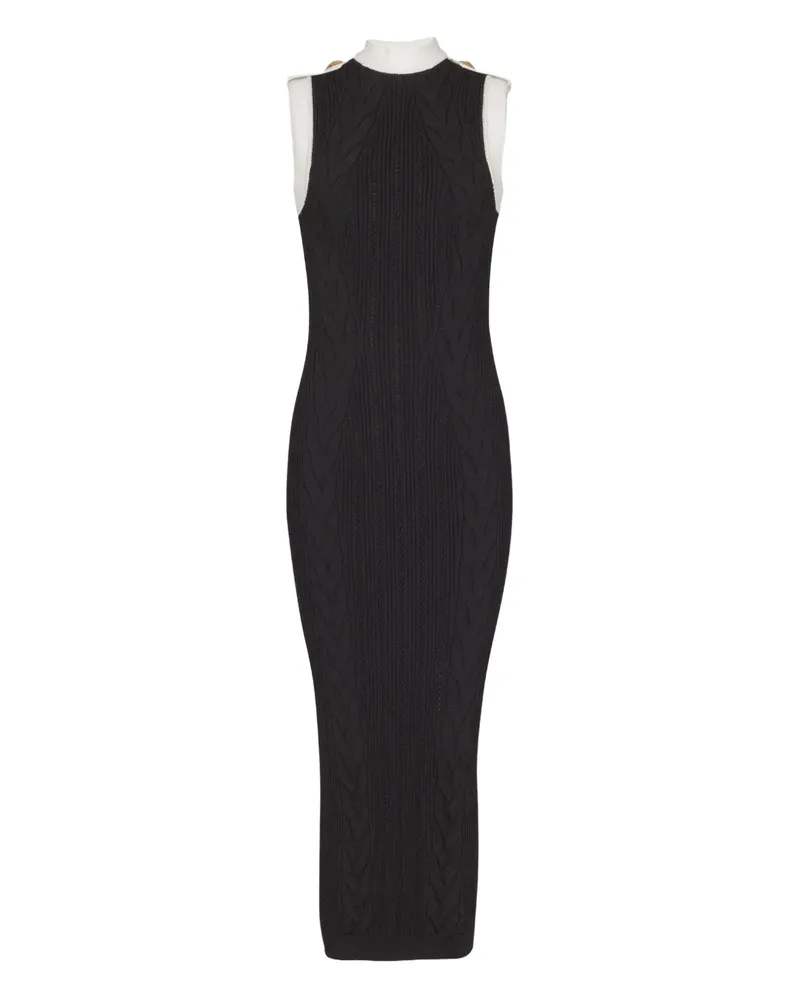 Balmain Zweifarbiges Midikleid - Schwarz Schwarz