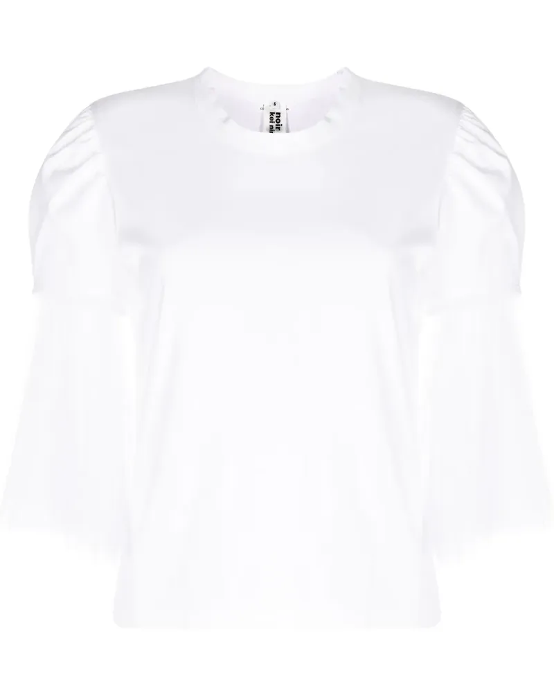 Noir Kei Ninomiya T-Shirt mit Tüllärmeln - Weiß Weiß
