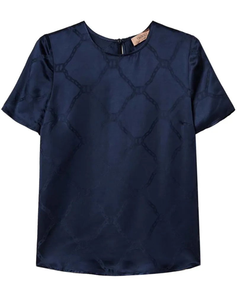 Twin-Set T-Shirt aus Oval T-Jacquard - Blau Blau