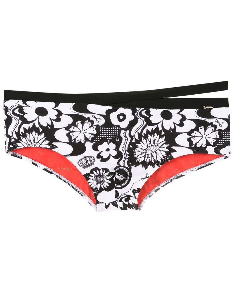 Amir Slama Badehose mit Blumen-Print - Schwarz Schwarz