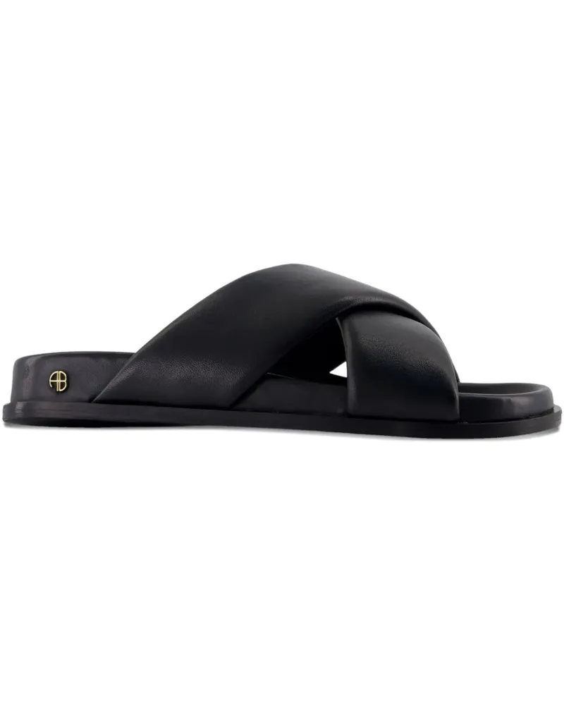 Anine Bing Emi Pantoletten mit überkreuzten Riemen - Schwarz Schwarz