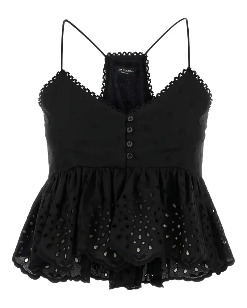 Max Mara Top mit Lochstickerei - Schwarz Schwarz