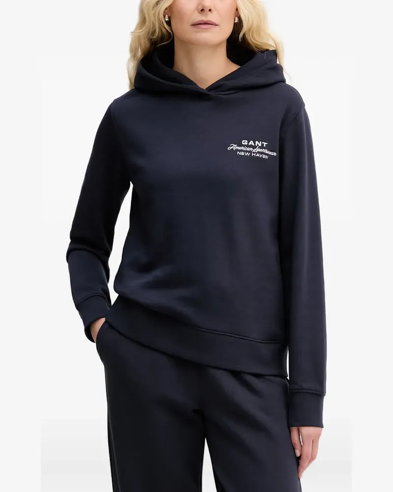 Gant logo-embroidered hoodie - Blau Blau