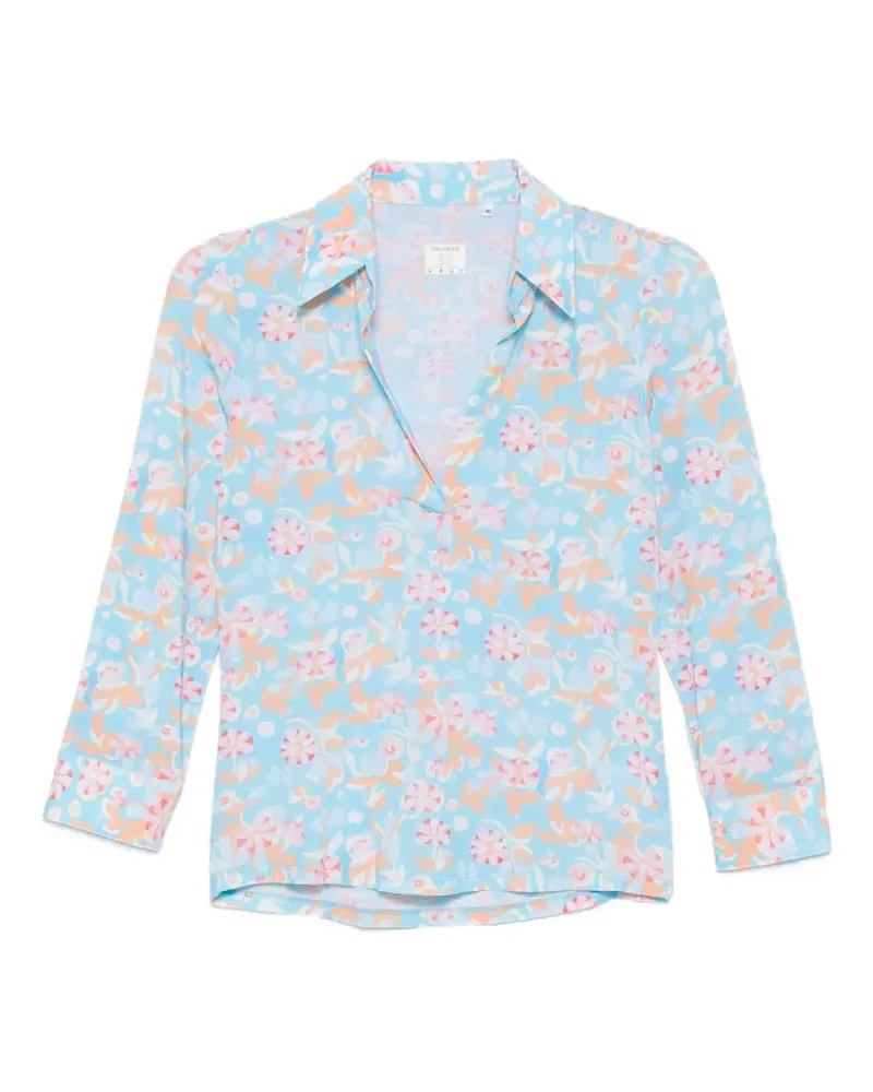 Caliban floral-print long-sleeve shirt - Blau Blau