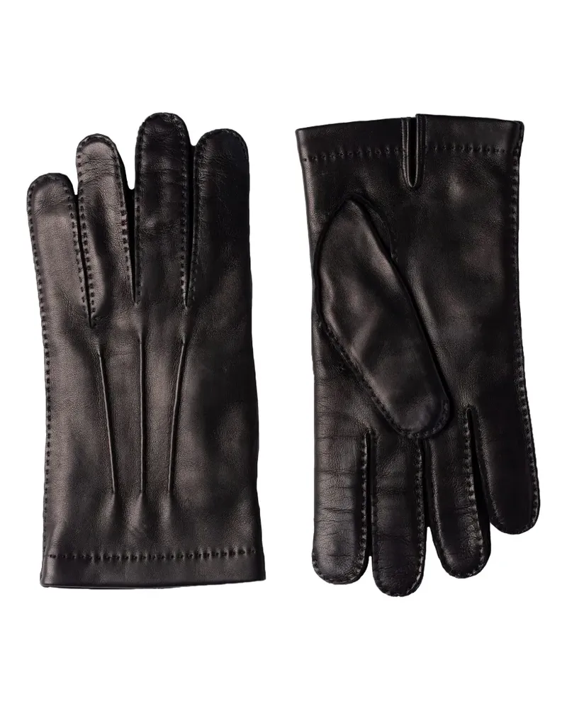 Mario Portolano Handschuhe mit Shearling - Schwarz Schwarz