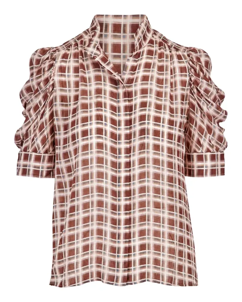 Frame Denim The Gillian Bluse mit gerafften Ärmeln - Braun Braun