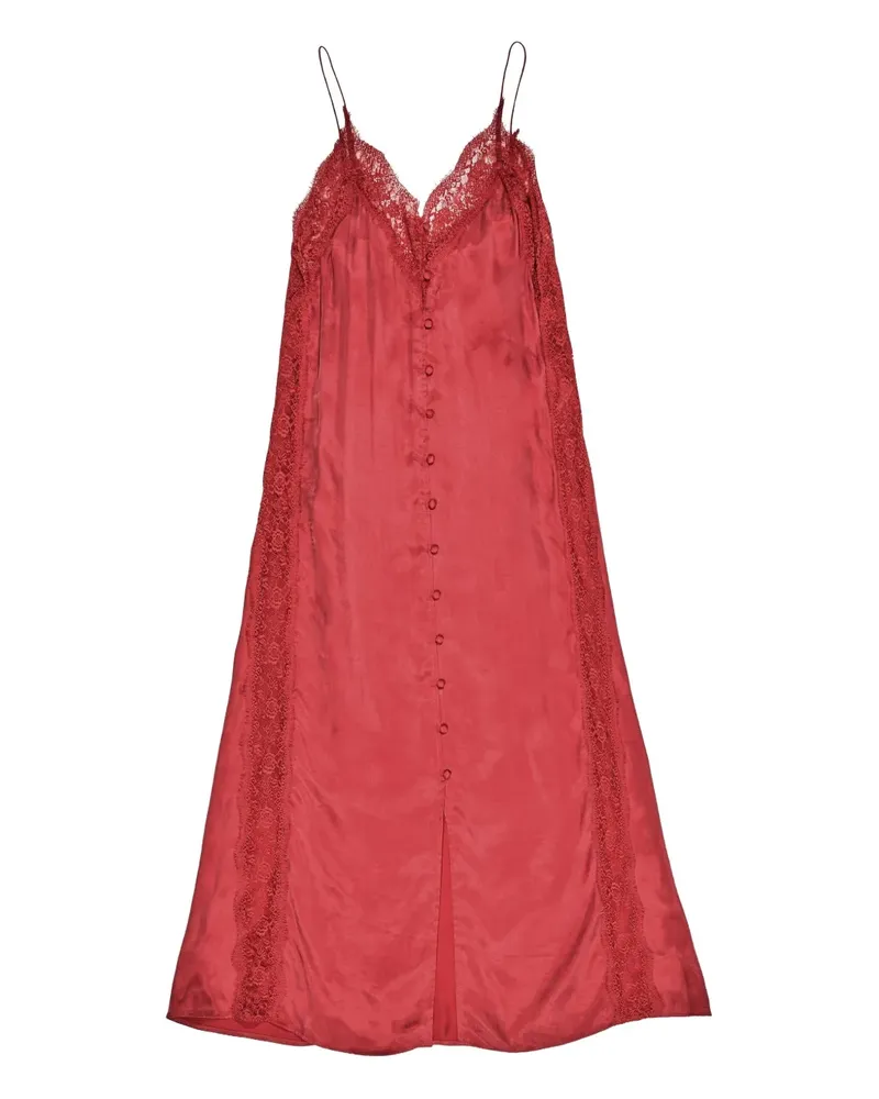 BIMBA Y LOLA Geknöpftes Midikleid aus Spitze - Rot Rot