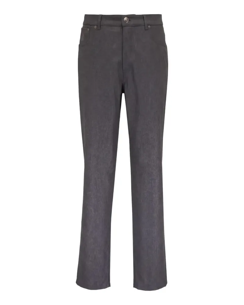 Brunello Cucinelli Gerade Hose mit Logo-Patch - Grau Grau