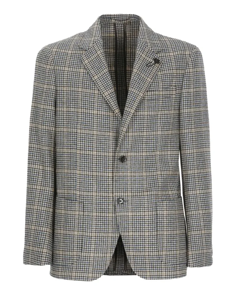 LARDINI houndstooth peak-lapel jacket - Nude Nude