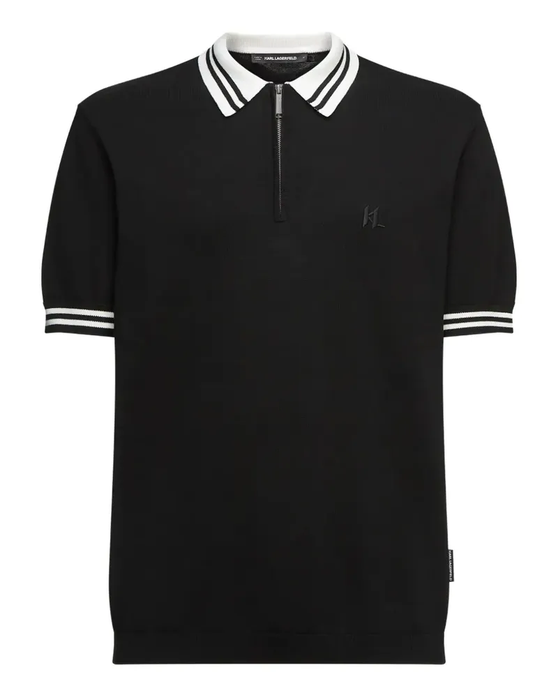 Karl Lagerfeld Gestricktes Karl DNA Poloshirt mit Reißverschluss - Schwarz Schwarz