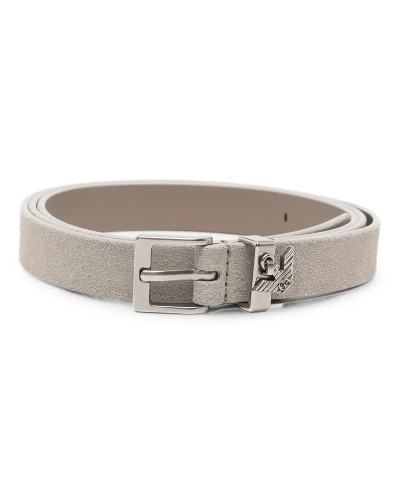 Emporio Armani logo-plaque leather belt - Nude Nude