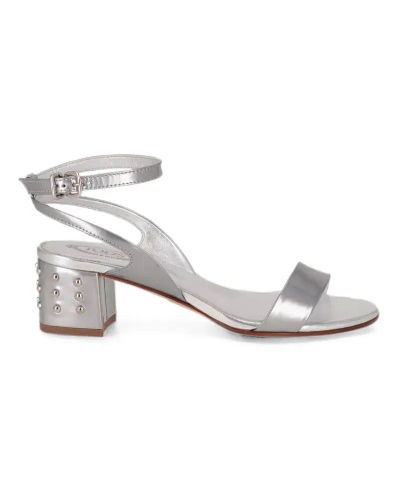 TOD'S Sandalen mit verziertem Blockabsatz - Silber Silber