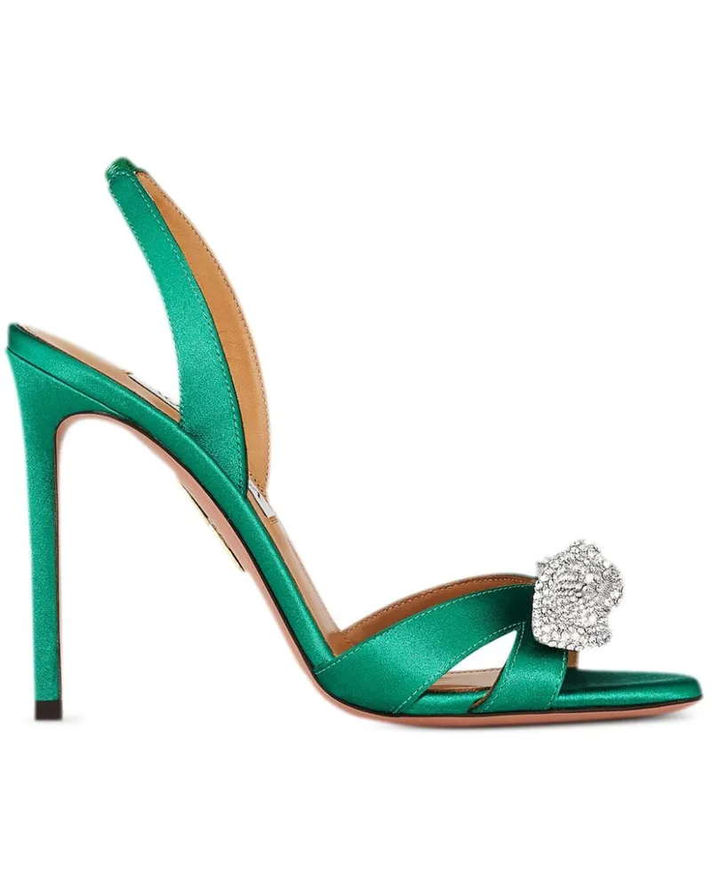 Aquazzura Very Bow Tie Sandalen mit Kristallen 105mm - Grün Grün