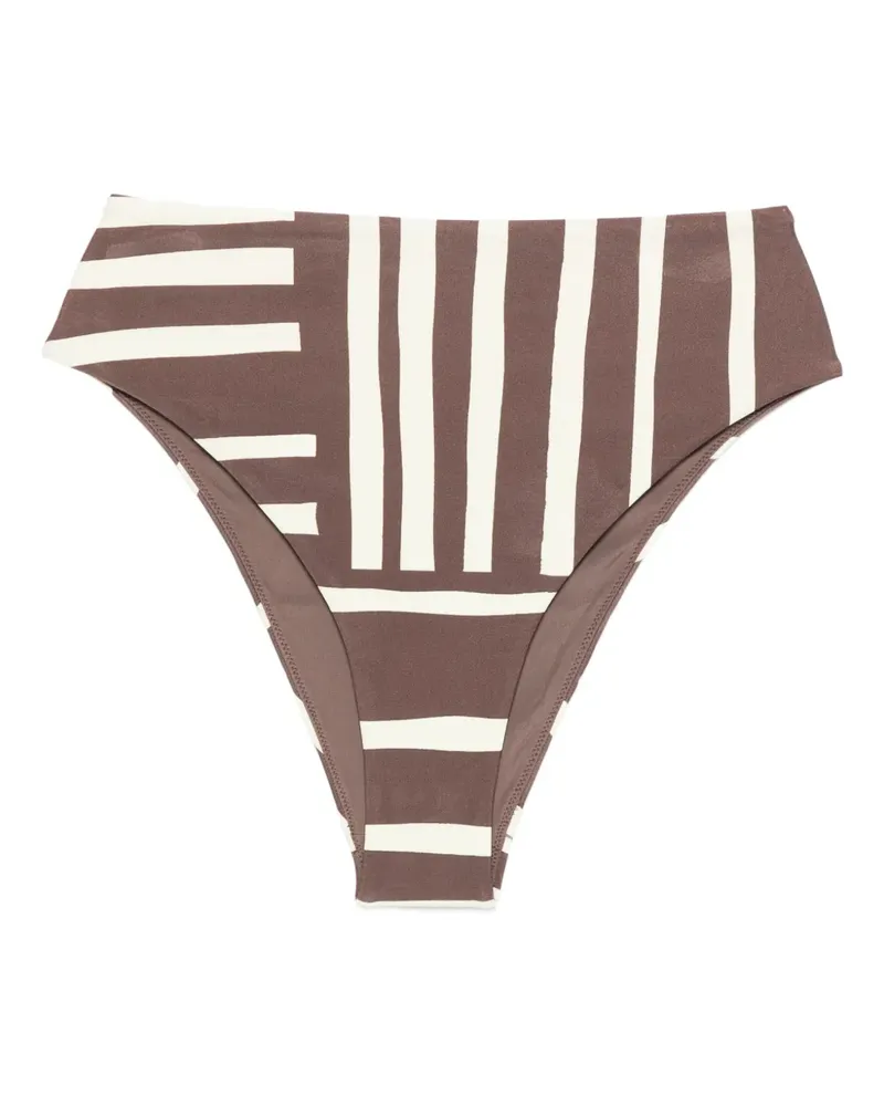 SIR Gestreiftes Linocut Bikinihöschen - Braun Braun