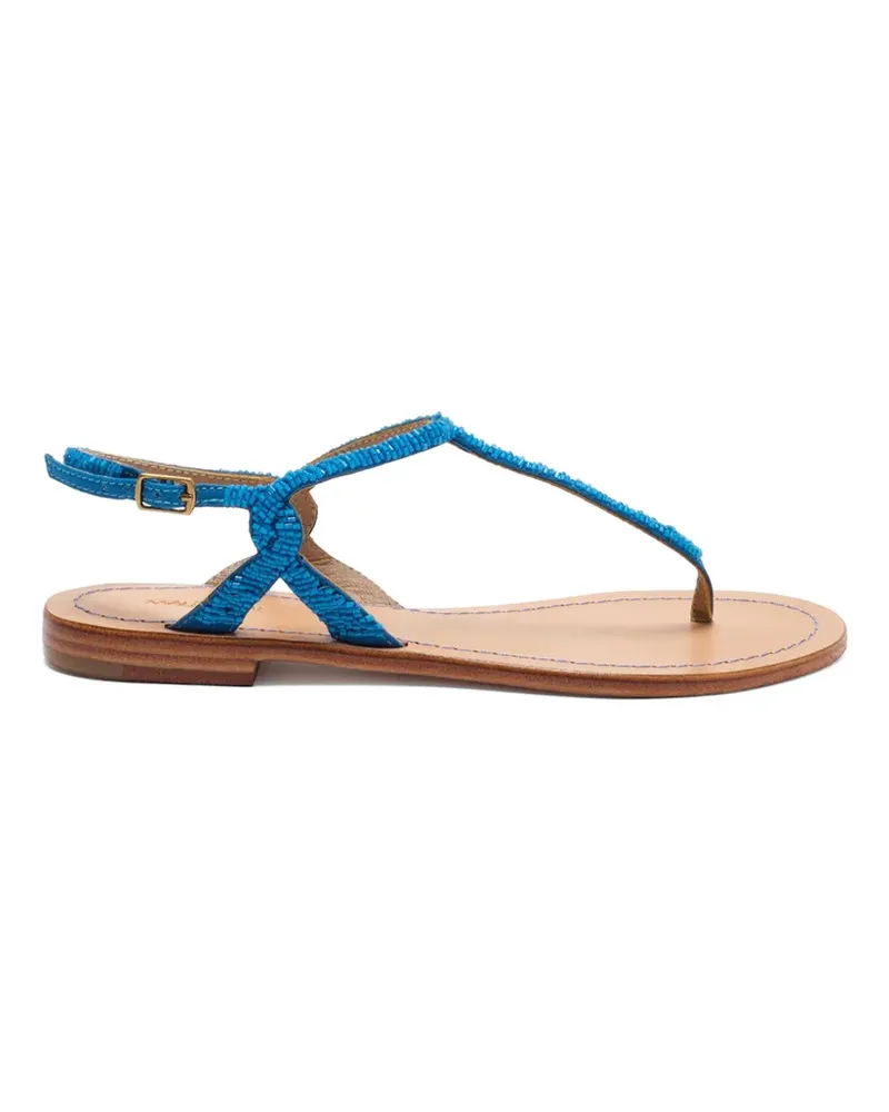 Maliparmi bead-embroidered leather sandals - Blau Blau