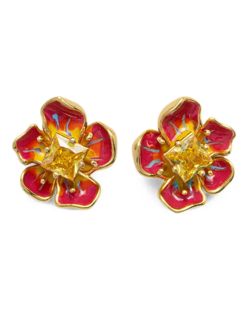 Guess Floris crystal-embellished floral earrings - Gold Gold